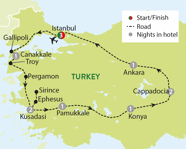 treasures of turkey tour map