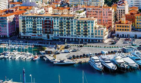 Luxury boats docked in a French harbour 