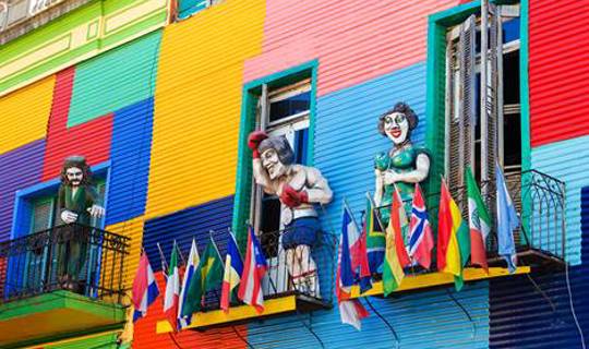 Colourful buildings & statues Argentina