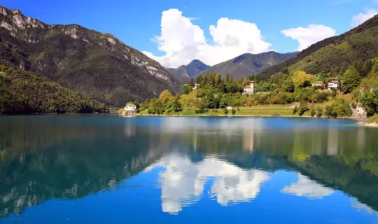 The beautiful Lake Ledro in Trentino.