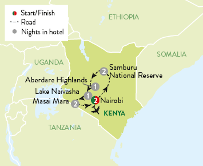 kenya tour holiday map