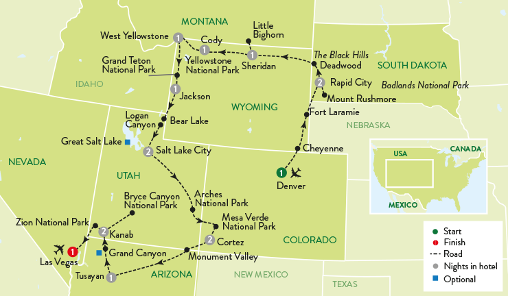 Epic Wonders of Americas National Parks Tour Map