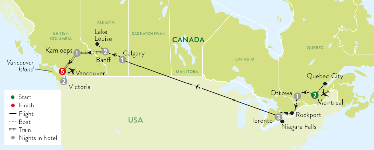 Grand Tour Of Canada tour map
