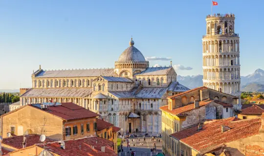 Cathedral (Duomo) and the Leaning Tower photographed from above