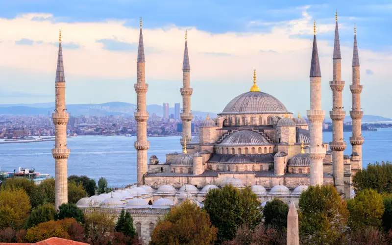 Blue Mosque and Bosporus panorama, Istanbul, Turkey