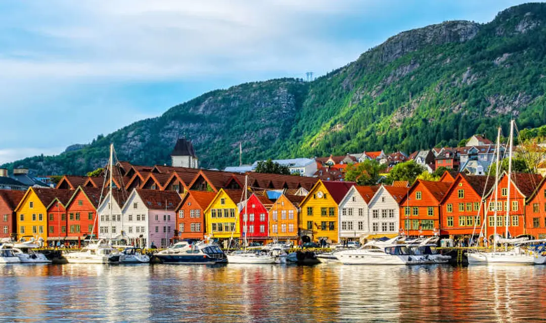 Bergen, Norway. View of historical buildings in Bryggen- Hanseat