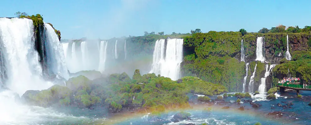 Panoramic view of Iguazu Falls in Argentina and Brazil